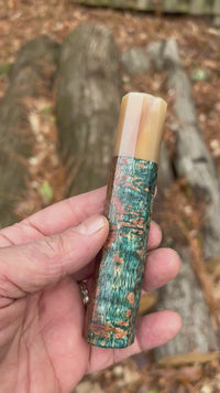 Custom Japanese Knife handle (wa handle)  for 165-210 mm: Dyed Macassar Ebony Sapwood and blonde horn