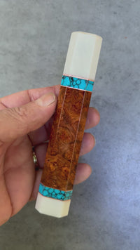 Custom Japanese Knife handle (wa handle)  for 240mm -  Amboyna burl and turquoise