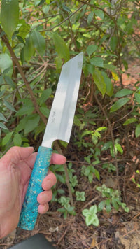 Custom Tadokoro x Tanaka Aogami Super Kiritsuke 180mm : Hon Kasumi - Dyed box elder burl