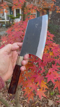 Custom Sugi Tadokoro Nakagawa W2 Tank 180mm - Dark Ironwood burl and blonde horn