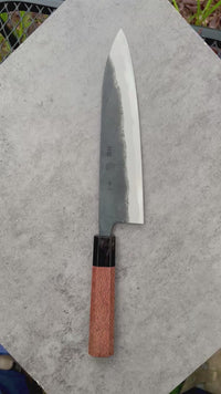 Custom Kyohei Shindo Iron clad Aogami Kurouchi Gyuto  210 mm - Macadamia and buffalo horn