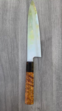 Custom Tetsujin Ginsan 3 Gyuto 210mm - Amboyna burl and buffalo horn