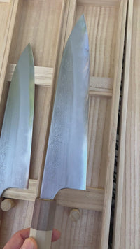 Mazaki Damascus Gyuto Hon-Sanmai 240mm Aogami Super
