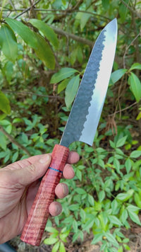Custom Masakage Koishi AS Gyuto 210mm  - Curly mango and vintage poker chip