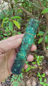 Custom Japanese Knife handle (wa handle)  for 240-260mm :  Double dyed box elder burl and nickel silver (Block BE141)
