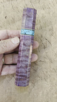 Custom Japanese Knife handle (wa handle)  for 240mm -  Purple dyed curly maple and Turquoise TruStone