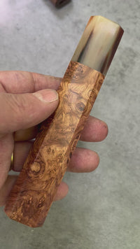 Custom Japanese Knife handle (wa handle)  for 240mm - Honduran Rosewood Burl and Marbled horn