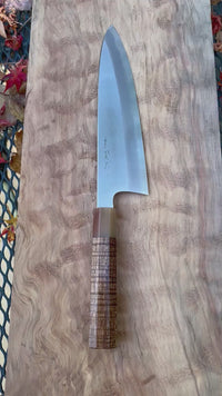 Custom Sugi Tadokoro x Yoshikazu Tanaka W1 Gyuto Tall 240 mm Hon Kasumi Finish - Koa and marbled horn