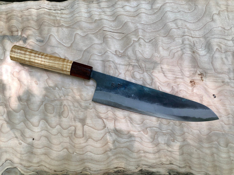 Custom Ittetsu Kurouchi 210 Gyuto - Shirogami White No 1 with Curly Ash and Cocobolo