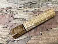 Custom Japanese Knife handle (wa handle) - Curly Ash with Japanese Elm Burl