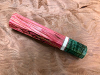 Custom Japanese Knife handle (wa handle) - Dyed Box Elder and Curly Mango