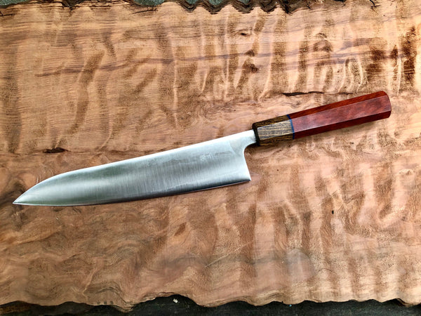 Tsunehisa Ginsan 3 Migaki - Custom Gyuto 210  (8”) with Red heart and bocote