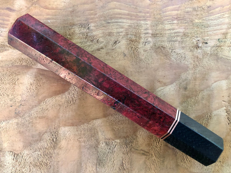 Custom Japanese Knife handle (wa handle)  for 240mm - Dyed mango burl and carbon fiber