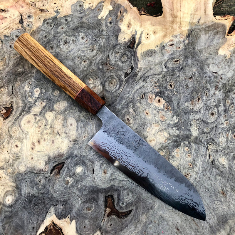 Hatsukokoro Inazuma Aogami Super Santoku 175 mm - Zebrawood