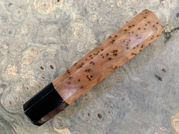 Custom Japanese Knife handle (wa handle)  for 240mm -  Thuya Burl and Buffalo horn