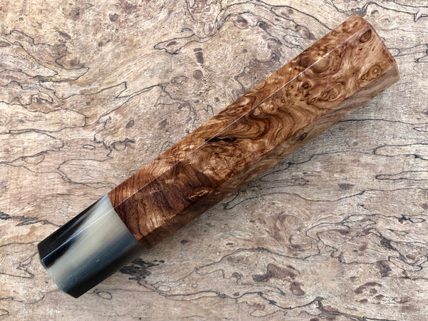 Custom Japanese Knife handle (wa handle)  for 240mm - Honduran Rosewood Burl and Blonde