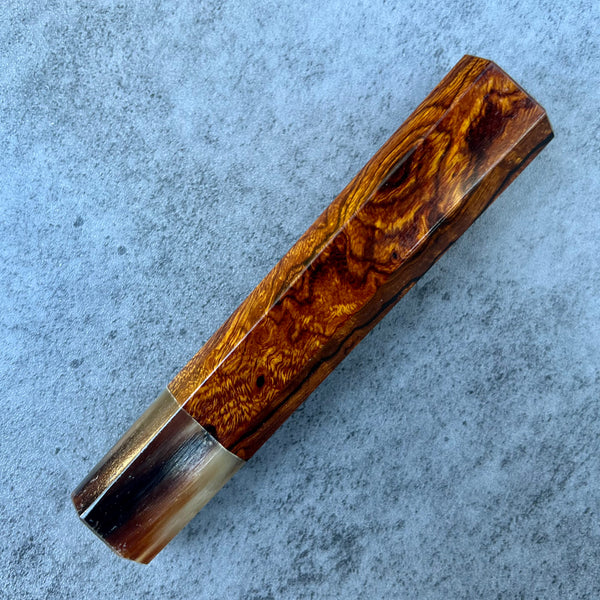 Custom Japanese Knife handle (wa handle)  for 165-210mm: Sonoran desert ironwood and marbled horn