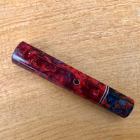 Custom Japanese Knife handle (wa handle) - Double dyed purple/red box elder with coral tide ferrule