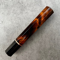Custom Japanese Knife handle (wa handle)  for 210mm : Desert Ironwood burl, copper and horn