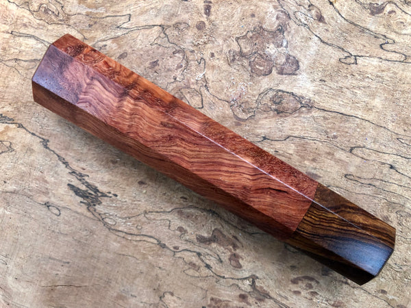 Custom Japanese Knife handle (wa handle) for 165-210mm -  Figured Siamese Rosewood with Ironwood