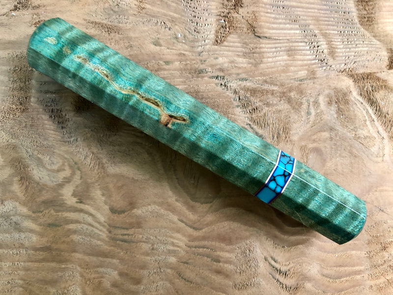 Custom Japanese Knife Handle - dyed curly maple