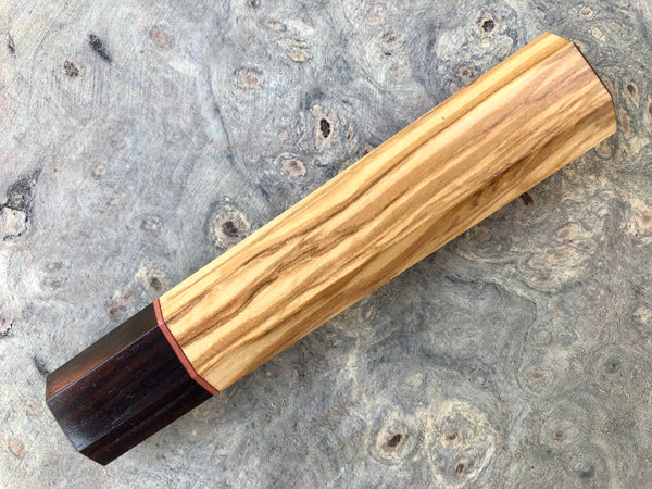 Custom Japanese Knife handle (wa handle)  for 240mm - Olive and African Blackwood