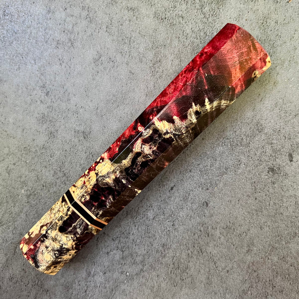 Custom Japanese Knife handle (wa handle)  for 240mm -    Black and red dyed box elder and copper