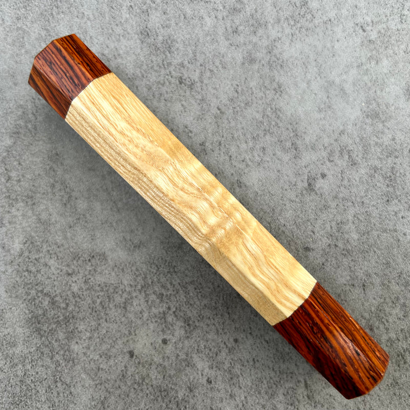 Custom Japanese Knife handle (wa handle)  for 240 mm: Curly ash and cocobolo