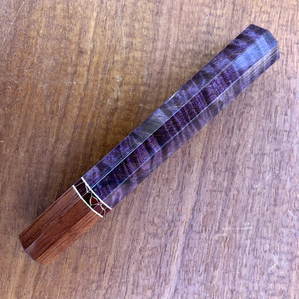 Custom Japanese Knife handle (wa handle)  for 240mm - Dyed quilted maple and bubinga