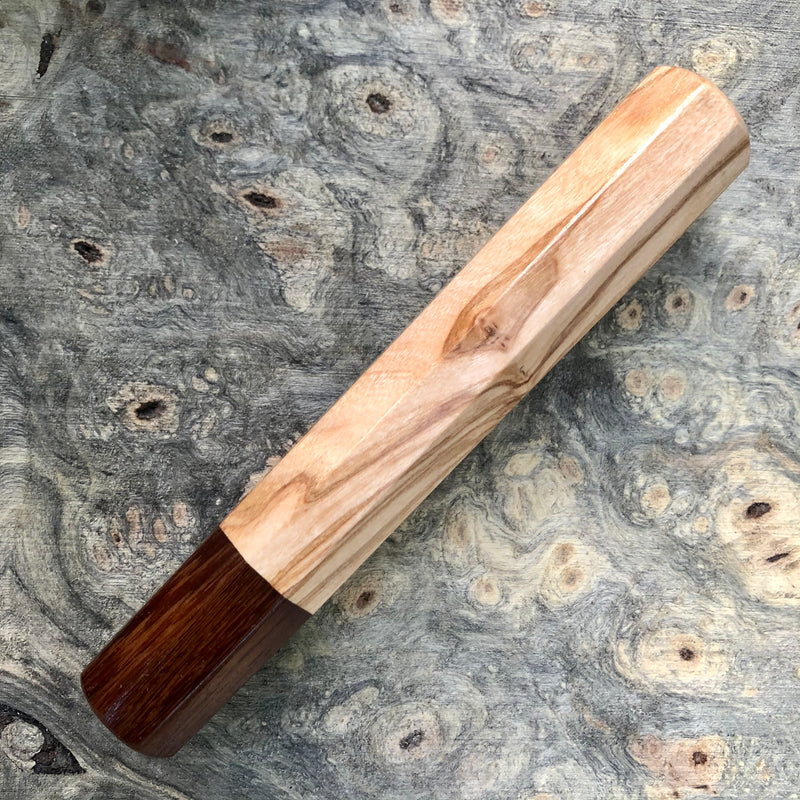 Custom Japanese Knife handle (wa handle) - Olivewood and Brazilian ebony
