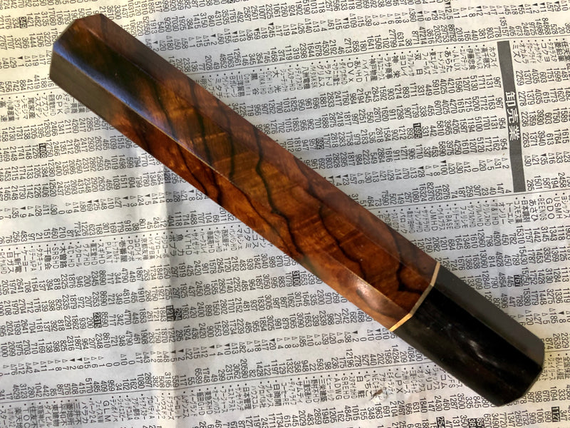 Custom Japanese Knife handle (wa handle) for 210mm - Ironwood burl and horn