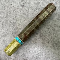 Custom Japanese Knife handle (wa handle) for 210mm : Dyed maple burl with mango and turquoise