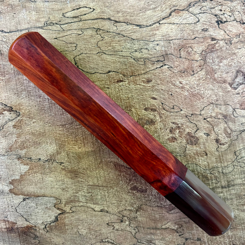 Hanoi Made Japanese Knife handle (wa handle)  for 240mm - Figured Siamese Rosewood and marbled horn