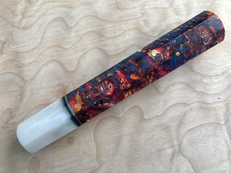 Custom Japanese Knife handle (wa handle) - Dyed Box Elder