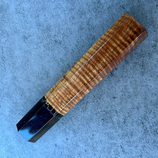 Custom Japanese Knife handle (wa handle)  for 165-210mm: Curly Tasmanian Blackwood with horn