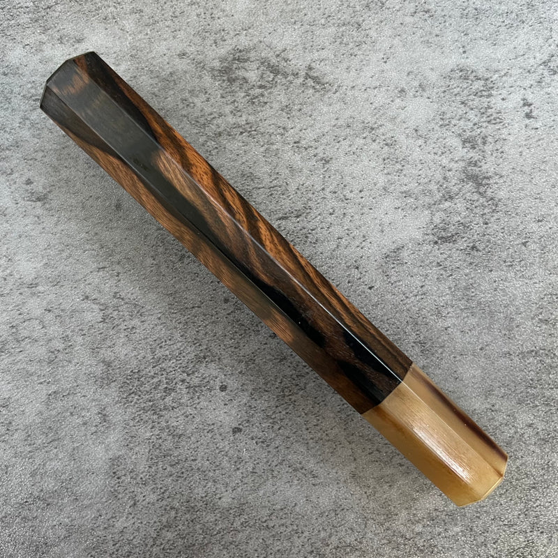 Custom Japanese Knife handle (wa handle)  for 240mm  -   Figured Mun Ebony and blonde horn