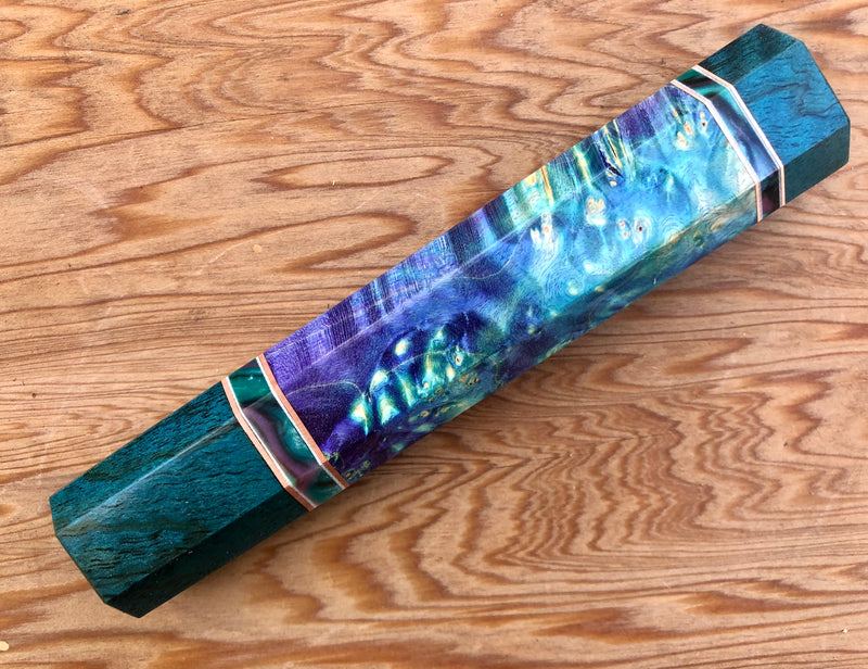 Custom Japanese Knife handle (wa handle)  for 240mm - Dyed box elder and mango