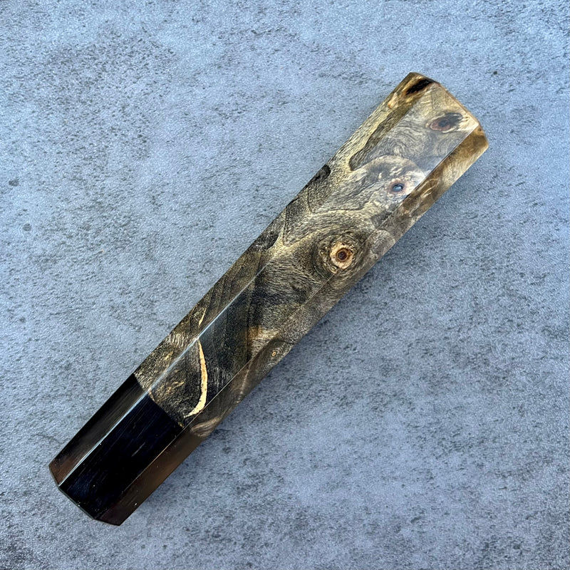 Custom Japanese Knife handle (wa handle)  for 165-210mm:  Buckeye burl and horn