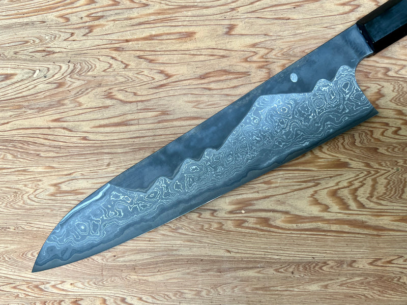 Nigara Troll Killer Mt Fuji with Moon Gyuto 270 mm - Curly Siamese Rosewood and horn