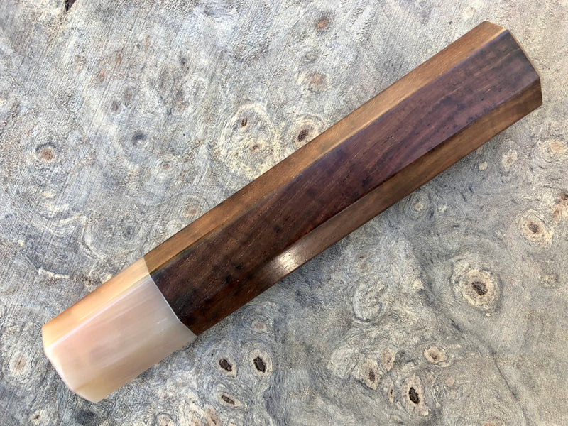 Custom Japanese Knife handle (wa handle)  for 240mm - Curly Siamese rosewood and blonde