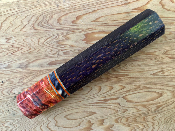 Custom Japanese Knife handle (wa handle)  for 240mm - purple dyed oak