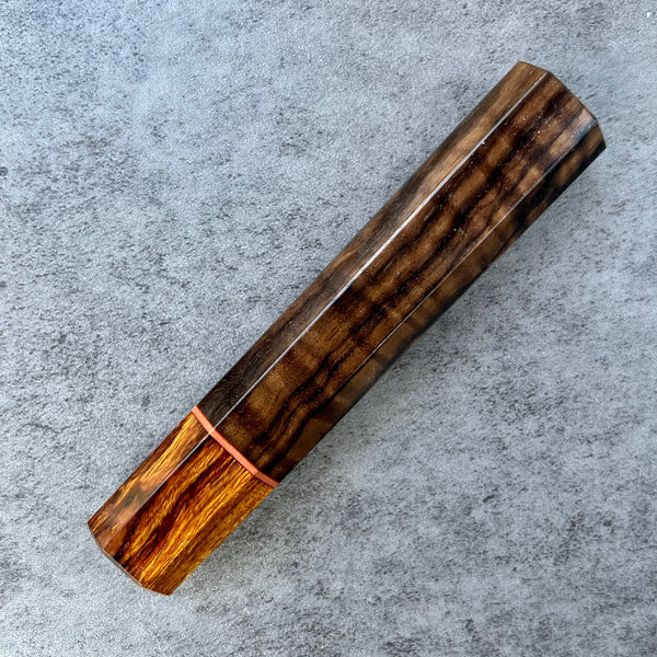 Custom Japanese Knife handle (wa handle)  for 165-210mm: Curly Turkish Walnut and Ironwood