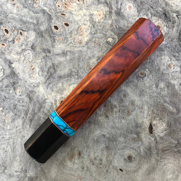 Custom Japanese Knife handle (wa handle) - Cocobolo with turquoise and Horn