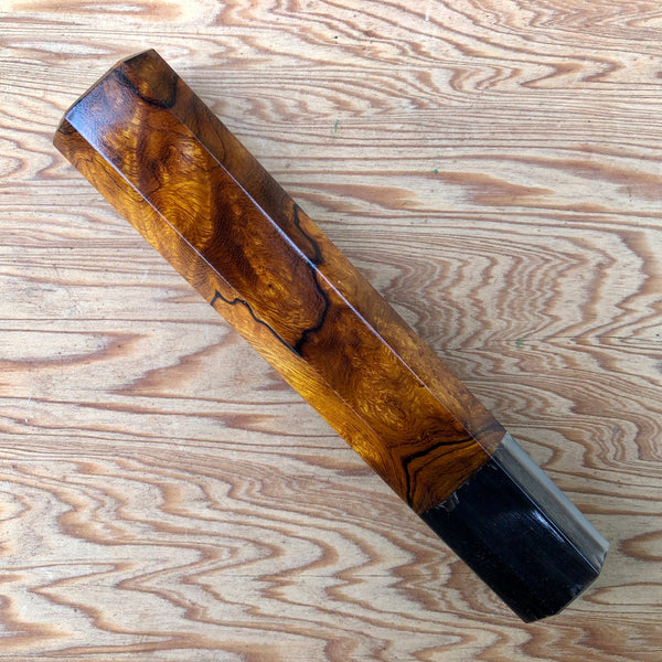 Custom Japanese Knife handle (wa handle)  for 240mm - Ironwood burl and horn