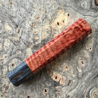 Custom Japanese Knife handle (wa handle) - Red dyed curly mango