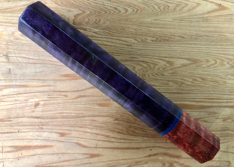 Custom Japanese Knife handle (wa handle)  for 165-210 mm -   Purple dyed curly maple