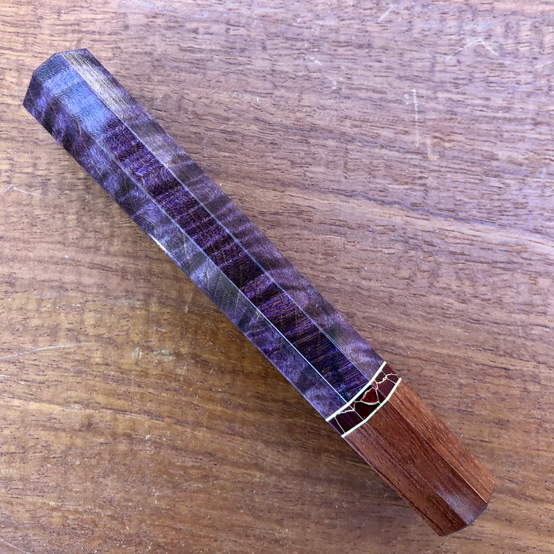 Custom Japanese Knife handle (wa handle)  for 240mm - Dyed quilted maple and bubinga