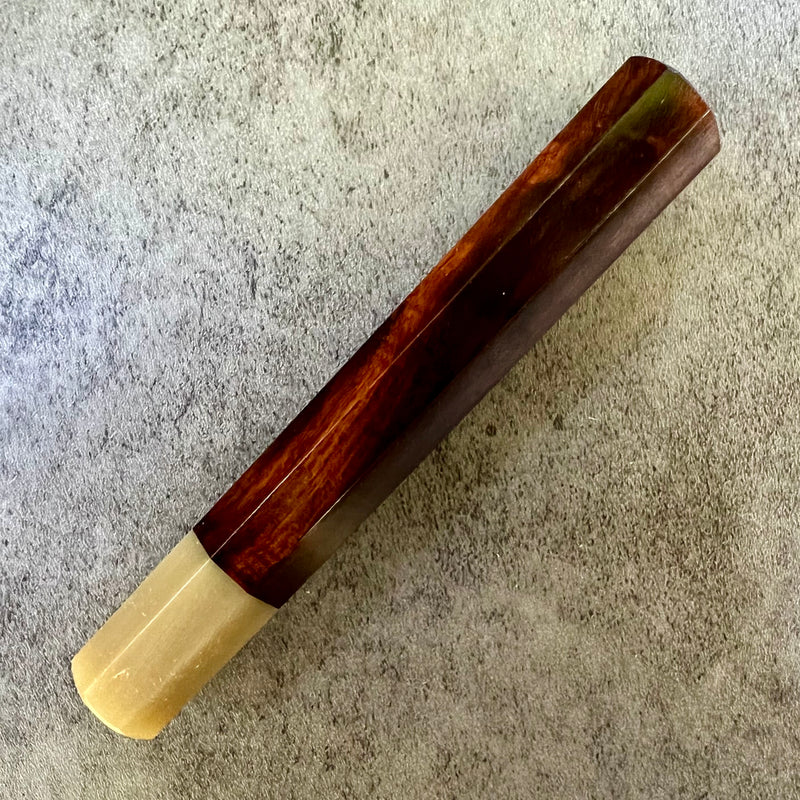 Custom Japanese Knife handle (wa handle)  for 165-210mm: Dark ironwood and blonde horn