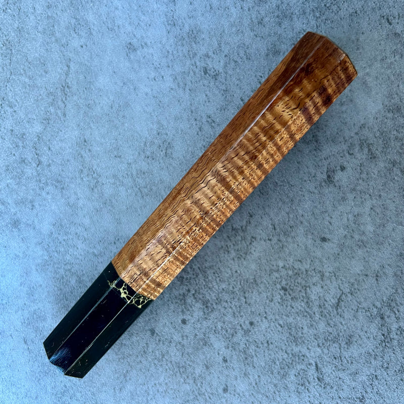 Custom Japanese Knife handle (wa handle)  for 165-210mm: Curly Tasmanian Blackwood with horn