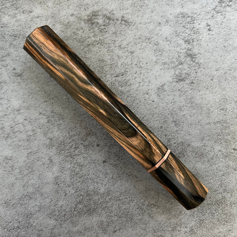 Custom Japanese Knife handle (wa handle)  for 240mm  -   Figured Mun Ebony and copper